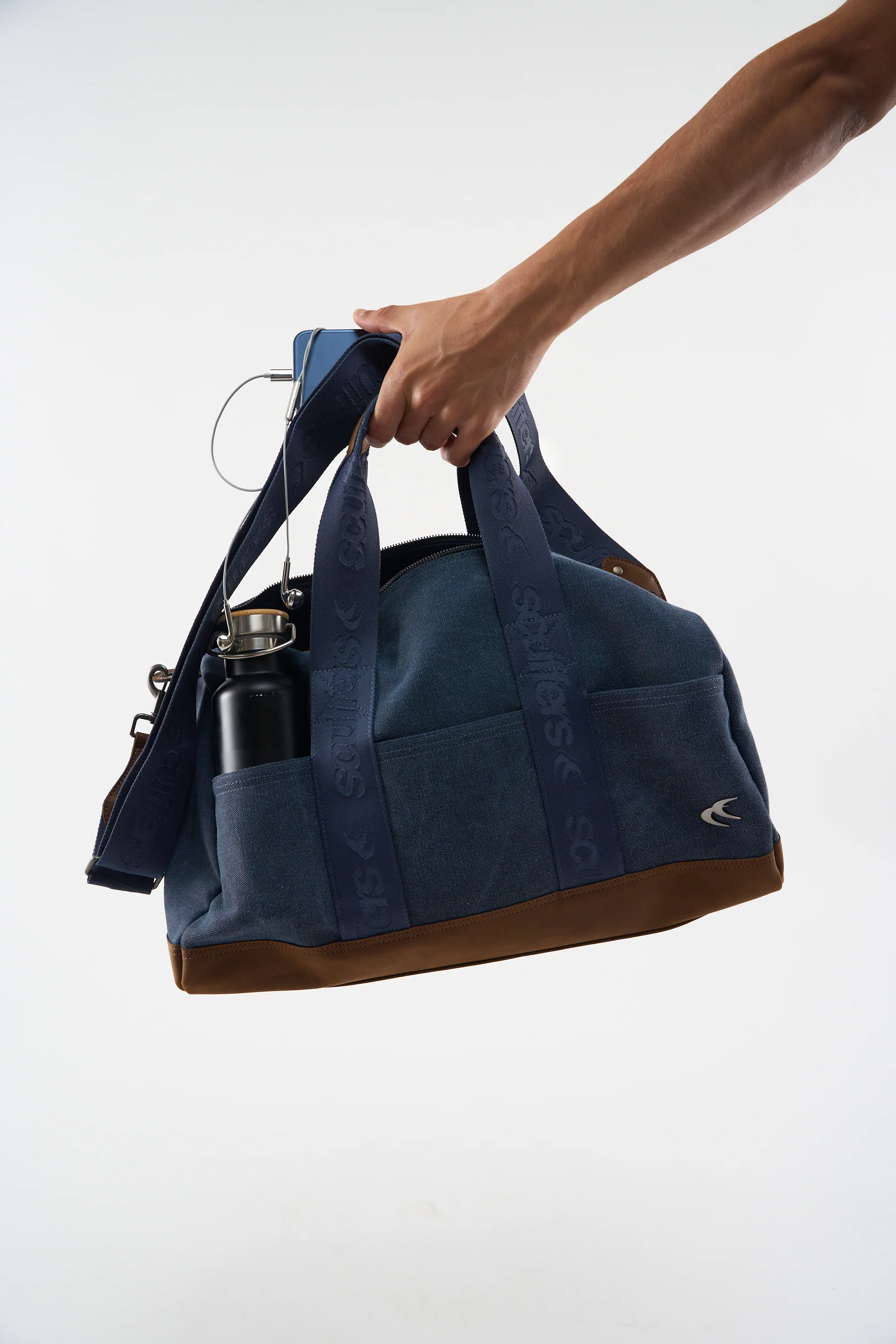 Canvas Navy Duffle Bag - Image 4