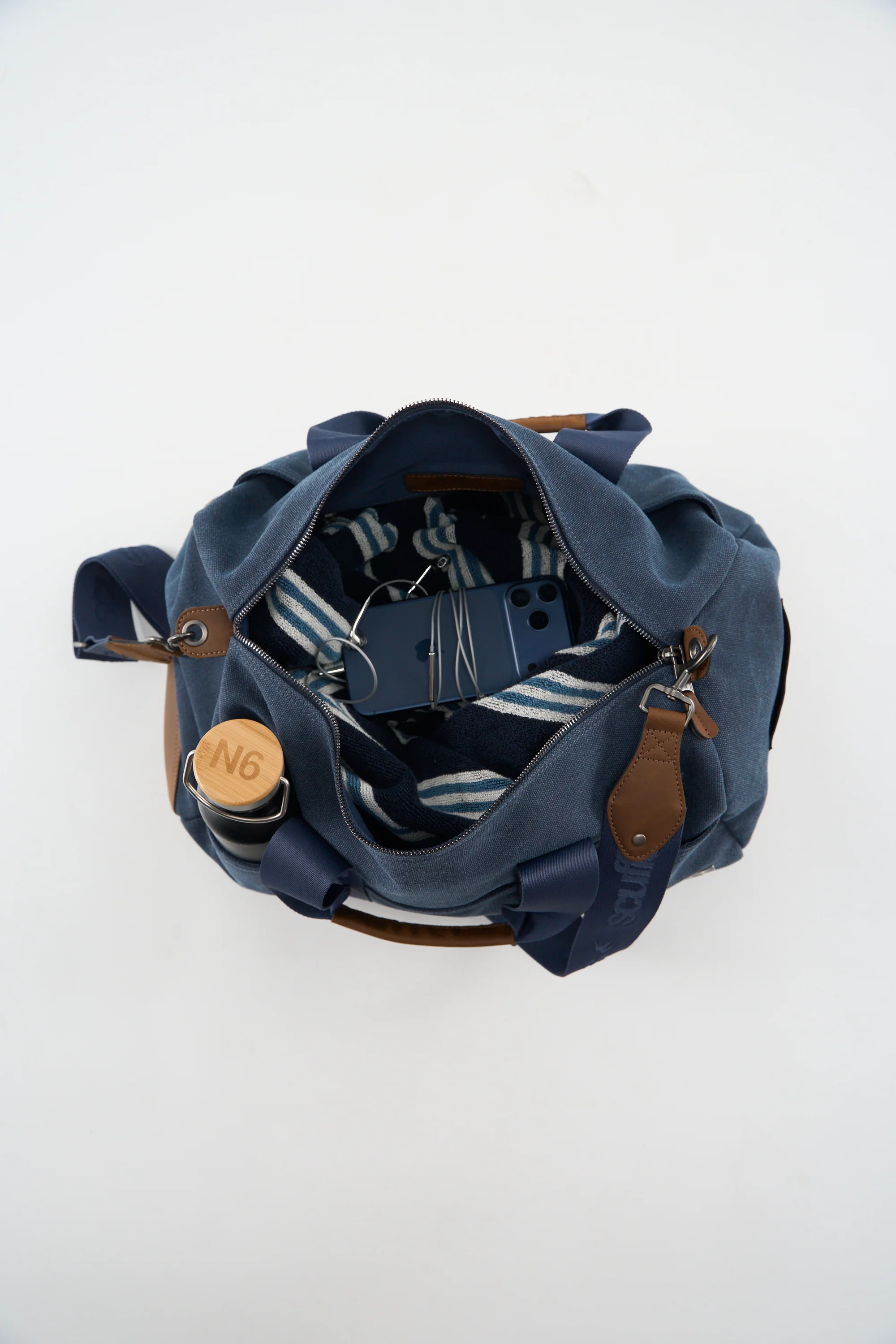 Canvas Navy Duffle Bag - Image 6