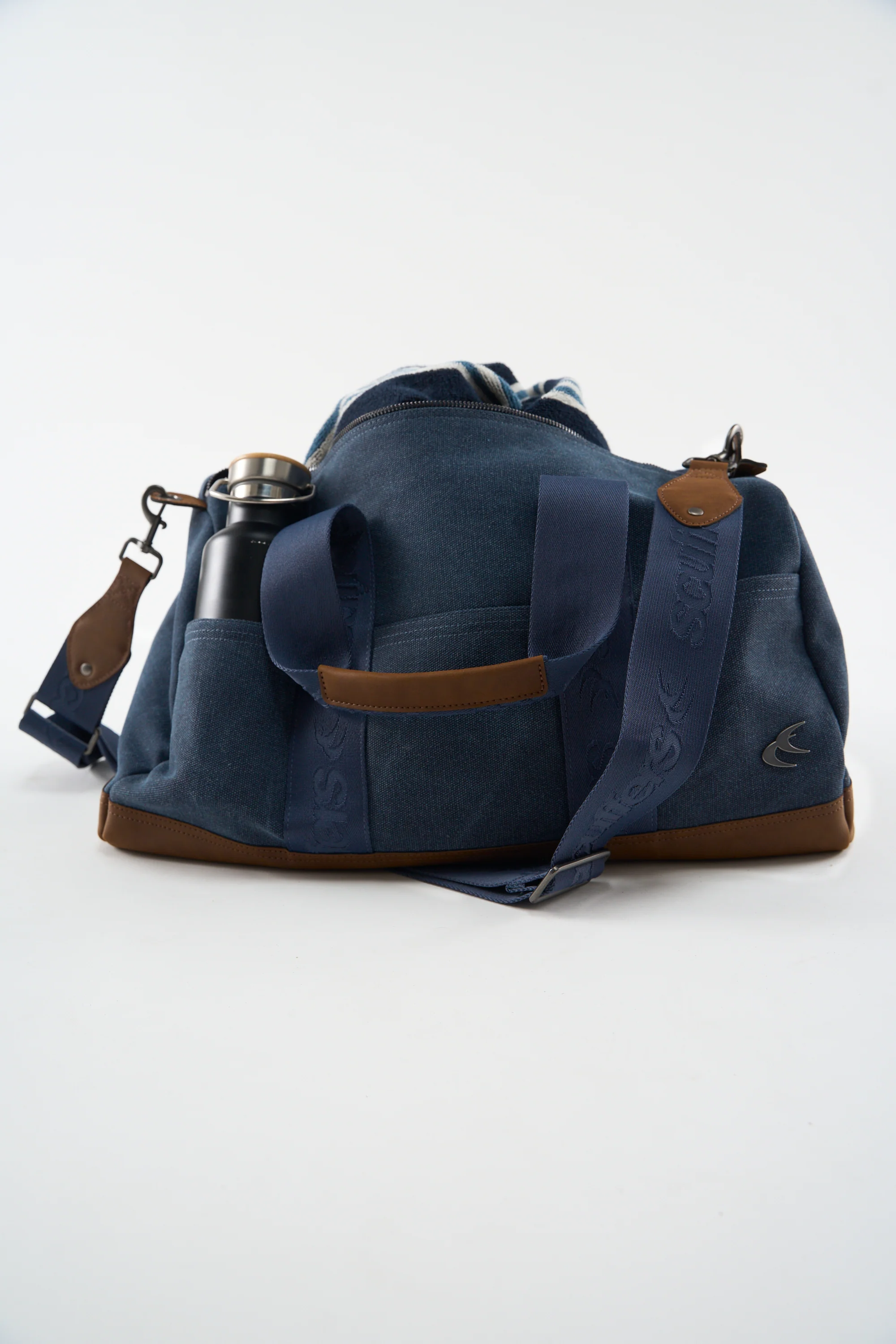 Canvas Navy Duffle Bag - Image 7