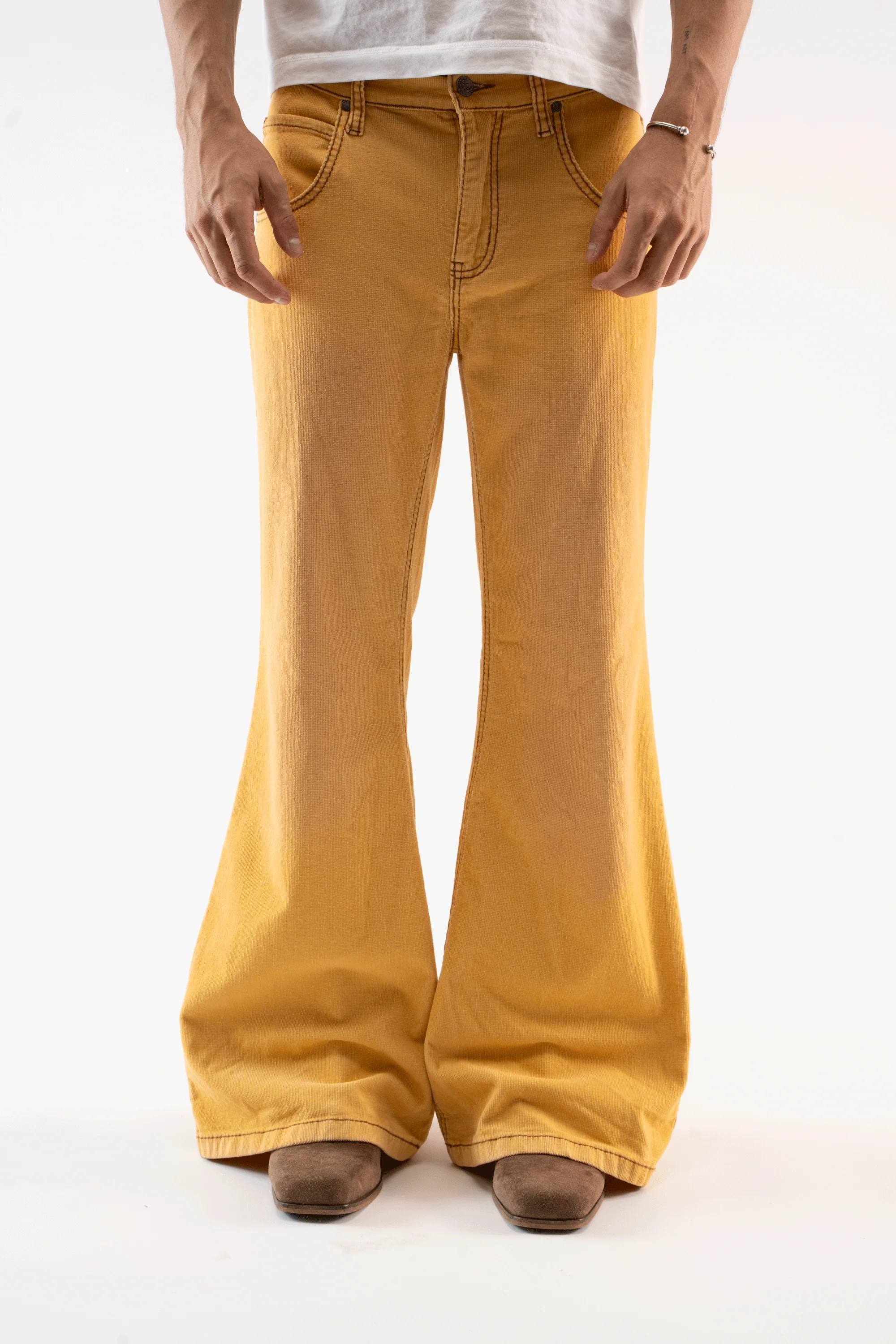 Corduroy Flared Yellow Pants - Image 2